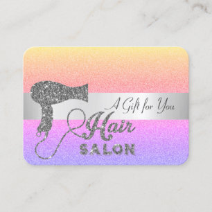 Elegant Modern Rainbow Ombre Glitter Hairdryer Discount Card