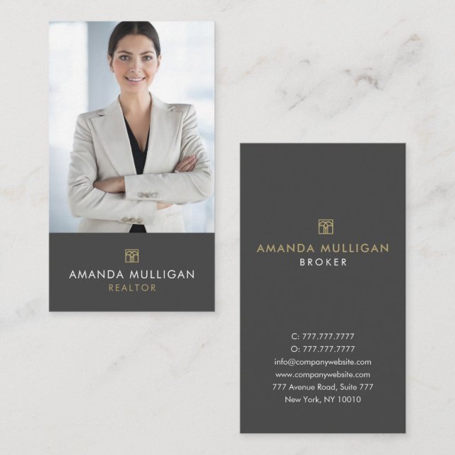 Elegant Modern Real Estate Agent Business Card  (Front/Back)
