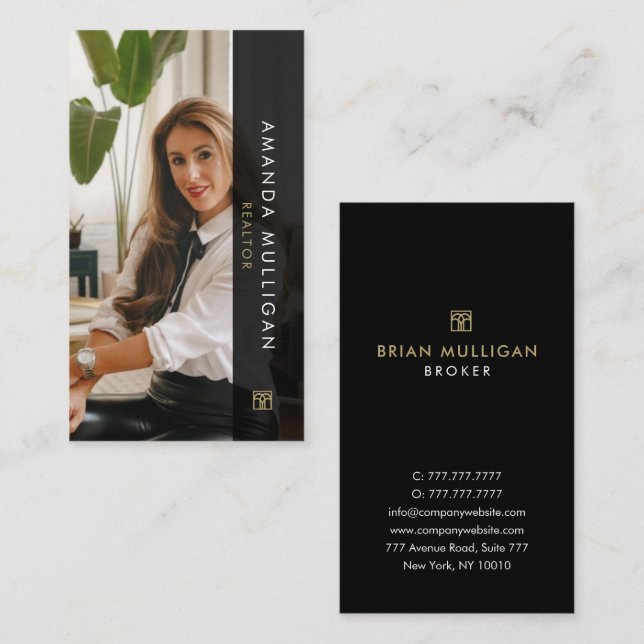 Elegant Modern Real Estate Agent Business Card  (Front/Back)