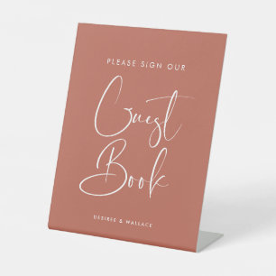 Elegant & Modern Red clay Guestbook Pedestal Sign
