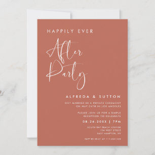 Elegant Modern Red Clay Happily Ever After Party Invitation