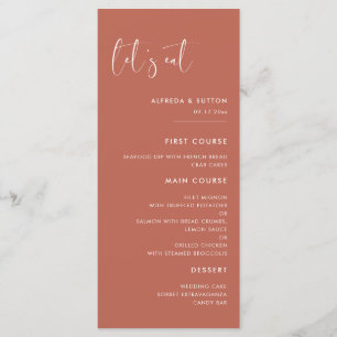 Elegant & modern Red clay Let's eat wedding Menu