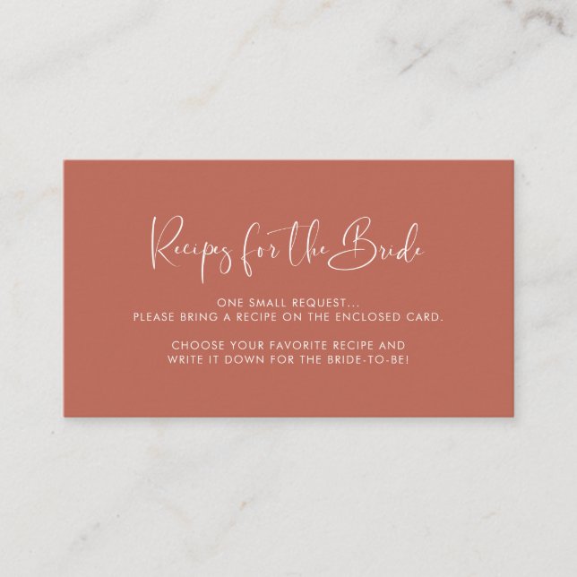 Elegant & modern Red clay Recipe request card (Front)