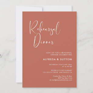 Elegant & modern Red clay Rehearsal dinner Invitation