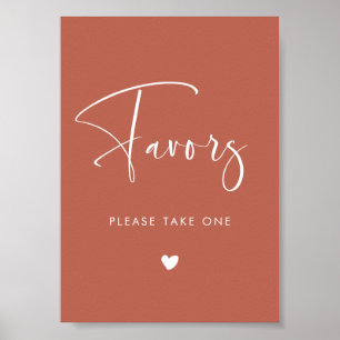 Elegant & Modern Red clay wedding Favours sign