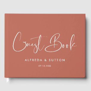 Elegant & modern Red clay wedding guest book