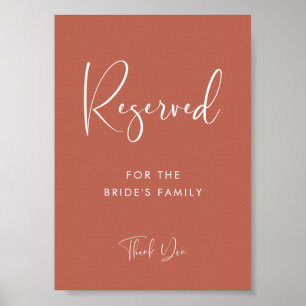 Elegant & Modern Red clay wedding Reserved sign