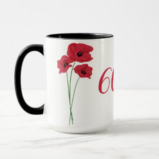 Elegant & Modern Red Floral 60th Birthday Woman Mug