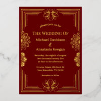 elegant modern red gold indian geometric wedding