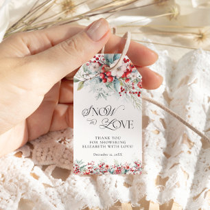 Elegant Modern Red Winter Bridal Shower Gift Tags