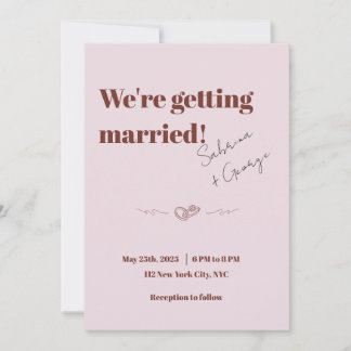 Elegant Modern Retro Handwritten Wedding Invitation