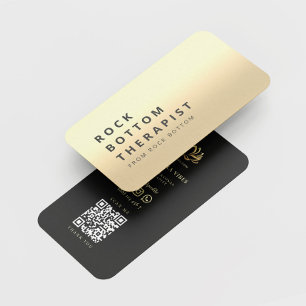 ELEGANT MODERN ROCK BOTTOM THERAPIST GOLD LOTUS BUSINESS CARD