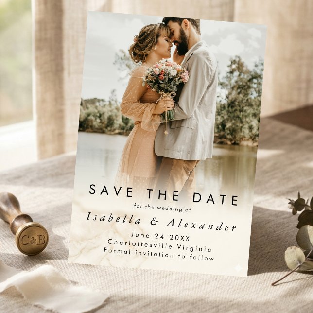 Elegant Modern Romantic Full Photo Wedding  Save The Date (Creator Uploaded)