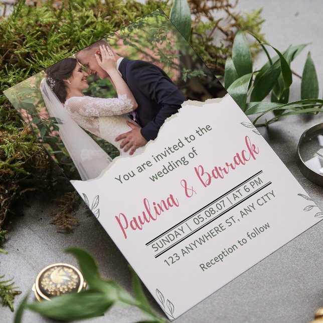 Elegant Modern Romantic Minimalist Photo Wedding  Invitation (Creator Uploaded)