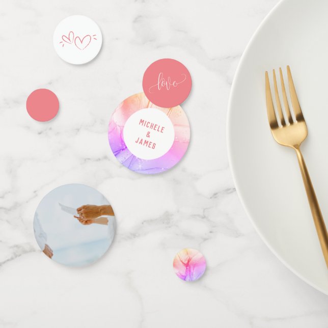 Elegant Modern Romantic Pink Marble Photo Wedding Confetti (Group)