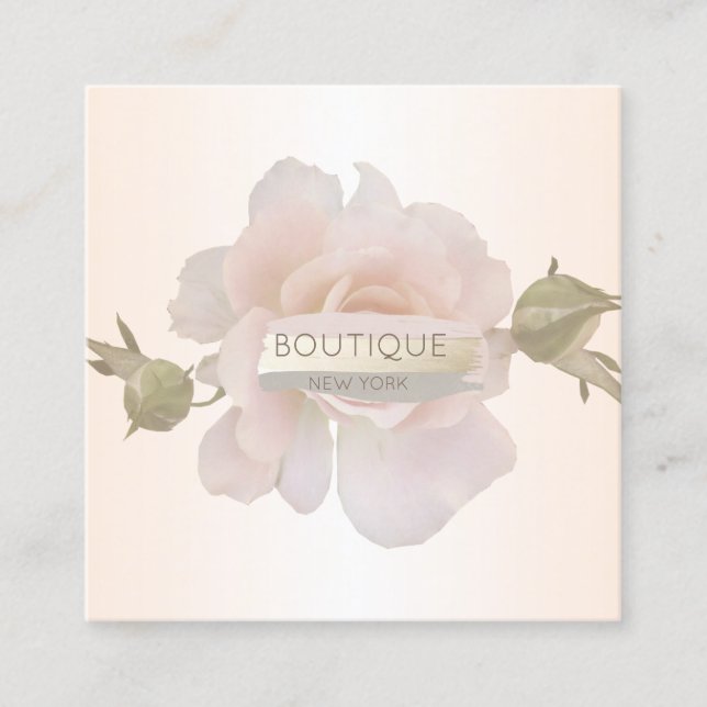 Elegant Modern , Rose,Flower, Brush Stroke Square Business Card (Front)