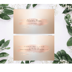 Elegant Modern, Rose Gold Brush Stroke Business Card