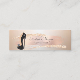 Elegant Modern,Rose Gold Brush Stroke,High Heel Mini Business Card