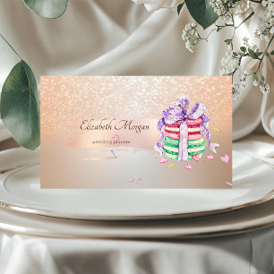Elegant Modern, Rose Gold Brush Stroke,Macarons Business Card