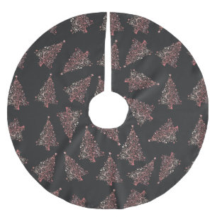 Elegant modern rose gold Christmas tree pattern Brushed Polyester Tree Skirt