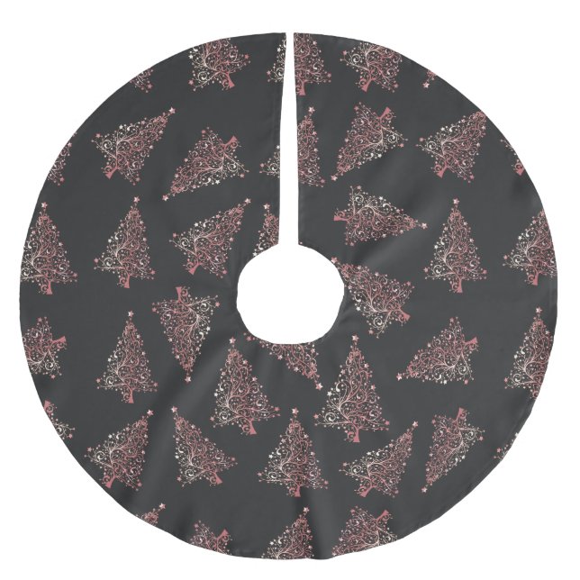 Elegant modern rose gold Christmas tree pattern Brushed Polyester Tree Skirt (Front)