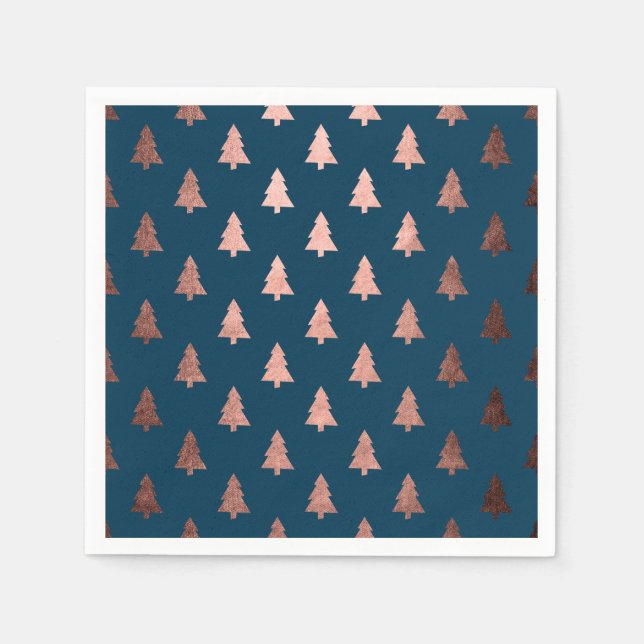 Elegant modern rose gold Christmas tree pattern Napkin (Front)