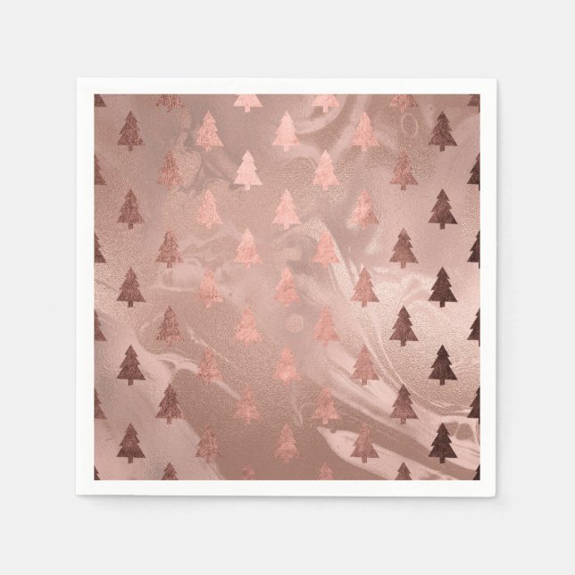 Elegant modern rose gold Christmas tree pattern Napkin (Front)