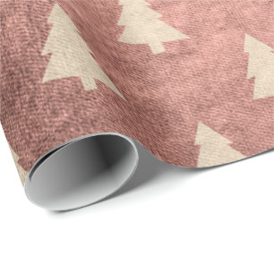Elegant modern rose gold Christmas tree pattern Wrapping Paper