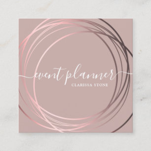 Elegant modern rose gold event planner square business card