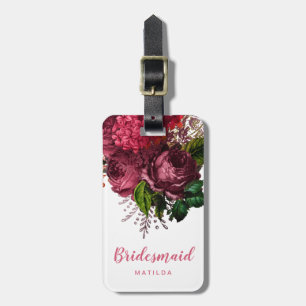Elegant modern rose gold floral bridesmaid luggage tag