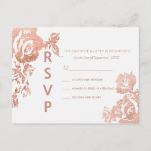 Elegant Modern Rose Gold Floral RSVP Postcards