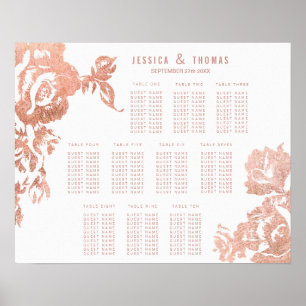 Elegant Modern Rose Gold Floral Seating Chart