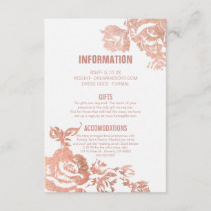 Elegant Modern Rose Gold Floral Wedding Enclosure Card