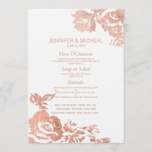 Elegant Modern Rose Gold Floral Wedding Menu