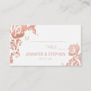 Elegant Modern Rose Gold Floral Wedding Place Card