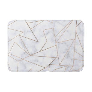 elegant modern rose gold geometric white marble bath mat