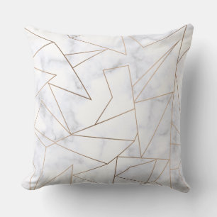 elegant modern rose gold geometric white marble cushion