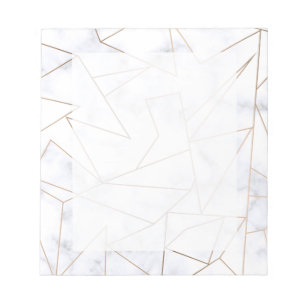 elegant modern rose gold geometric white marble notepad