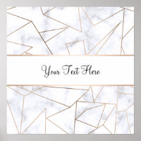 elegant modern rose gold geometric white marble