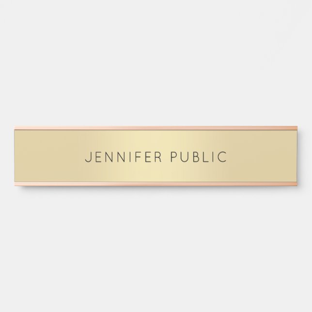 Elegant Modern Rose Gold Glamorous Minimalist Door Sign (Front)