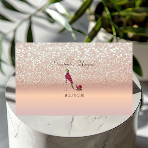 Elegant Modern,Rose Gold Glitter Bokeh High Heels Business Card