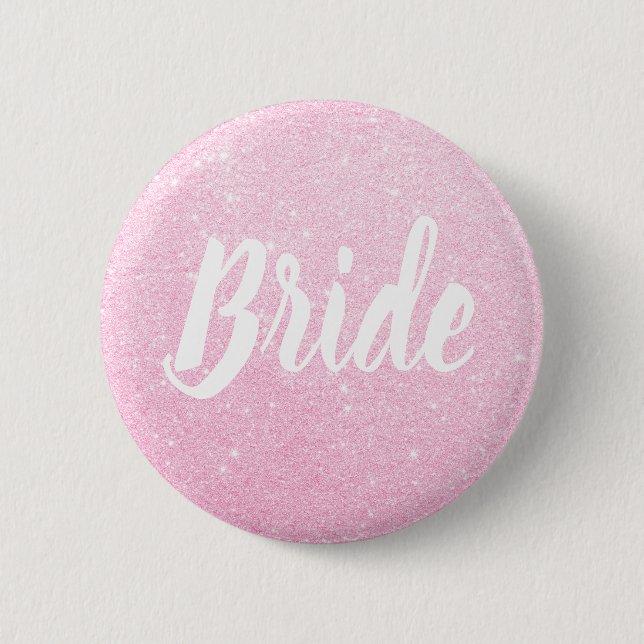 Elegant & modern rose gold glitter bride wedding 6 cm round badge (Front)