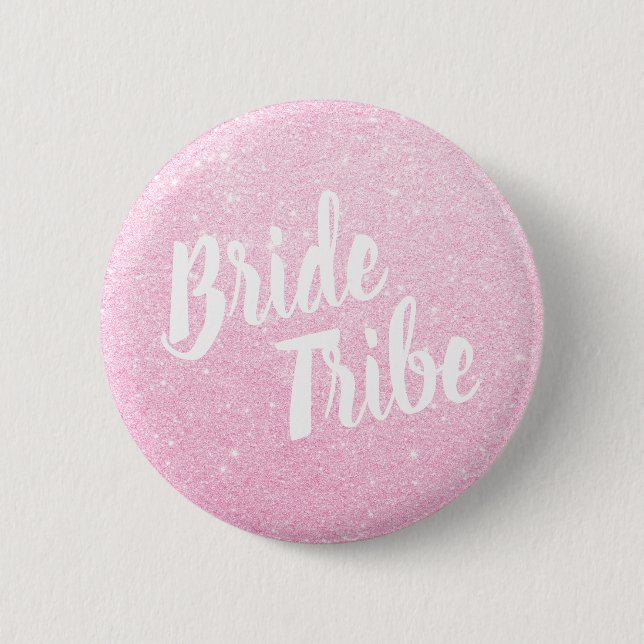 Elegant & modern rose gold glitter brides tribe 6 cm round badge (Front)