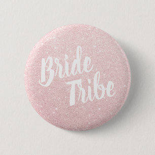Elegant & modern rose gold glitter brides tribe 6 cm round badge