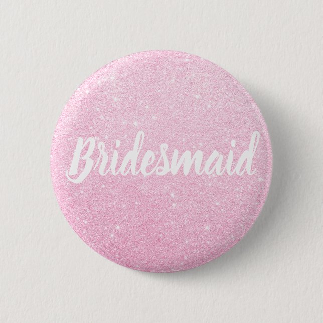 Elegant & modern rose gold glitter bridesmaid 6 cm round badge (Front)