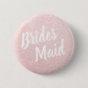 Elegant & modern rose gold glitter bridesmaid 6 cm round badge
