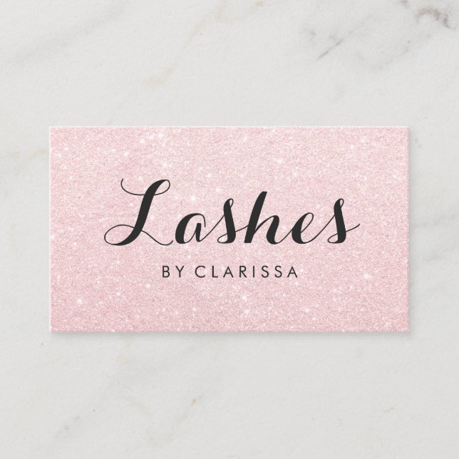 Elegant modern rose gold glitter lashes business card (Front)