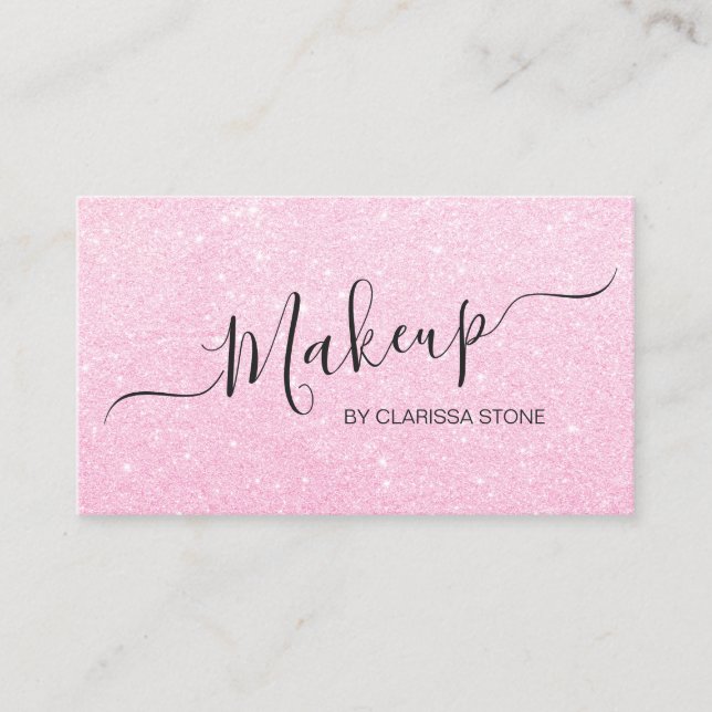 Elegant modern rose gold glitter makeup artist business card (Front)