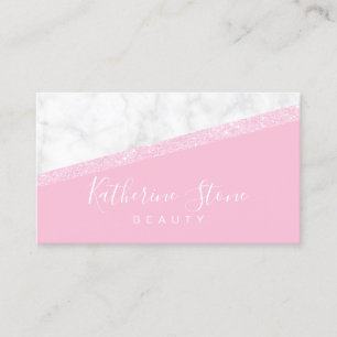 Elegant modern rose gold glitter white marble pink business card