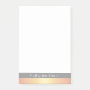 Elegant Modern Rose Gold Gradient Stripes Grey Post-it Notes